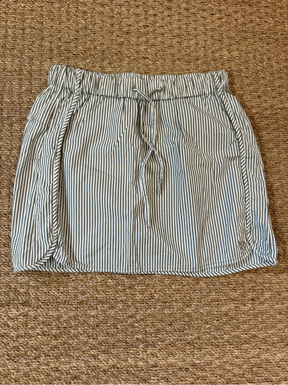 SIMKHAI Shiori Drawstring Cotton Stripe Mini Skirt XS 100% cotton - Picture 2 of 7